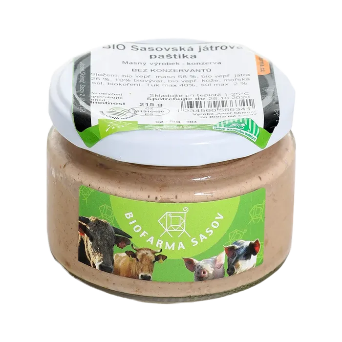 Biofarma Sasov Sasovská játrová paštika 215g BIO